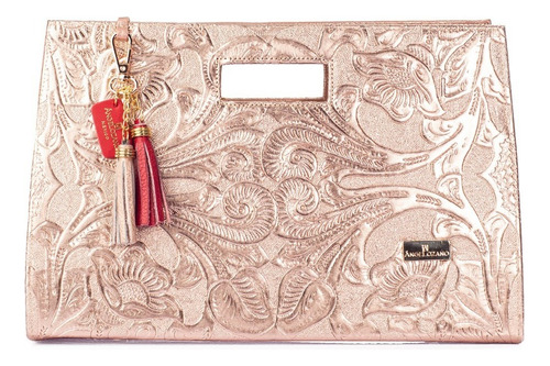 Bolso Frida Oro Bolsa De Piel Grabado Cincelado Envio Gratis Color Oro rosado Diseño de la tela Gráfico
