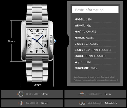 Reloj Pulsera Mastop Rectangular De Acero Inoxidable P/mujer