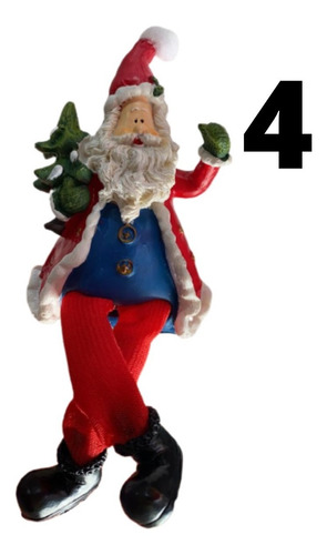 Imagem 5 de 10 de 4 Enfeite De Natal Papai Noel Feito Em Resina Para Decoração