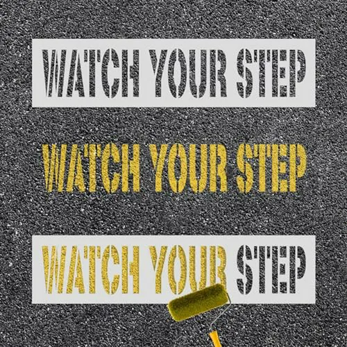 Stencil De Advertencia Watch Your Step Para Paredes Y Suel