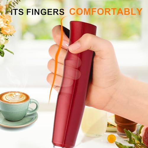 Batidor De Leche Rojo Yuswko De Mano Con 3 Cabezales, Batido