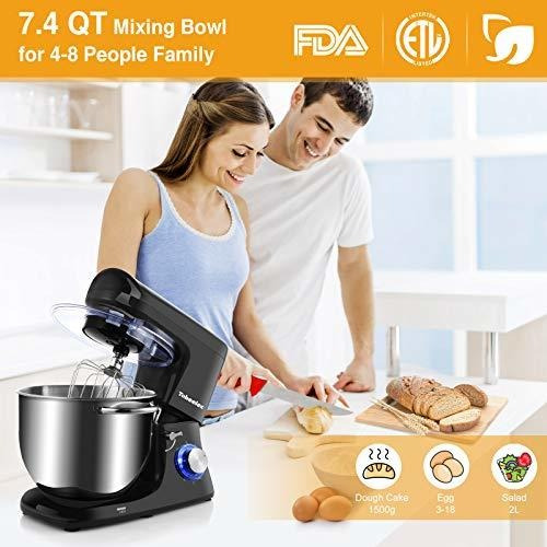 Tobeelec Stand Mixer, 7.4qt 660w Electric Mixer 6+p-speed T