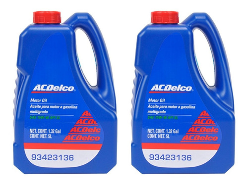 Kit Aceite Mineral Ac Delco 15w40 Sl 2 Garrafas 5 Litros