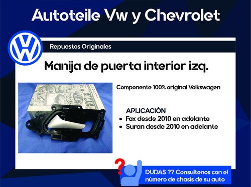 Manija Puerta Interior Izq. Cromada Fox Suran