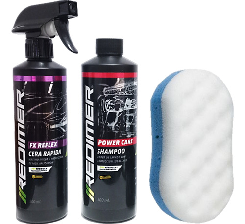 Kit Lava Autos Express: Shampoo + Cera + Esponja De Regalo