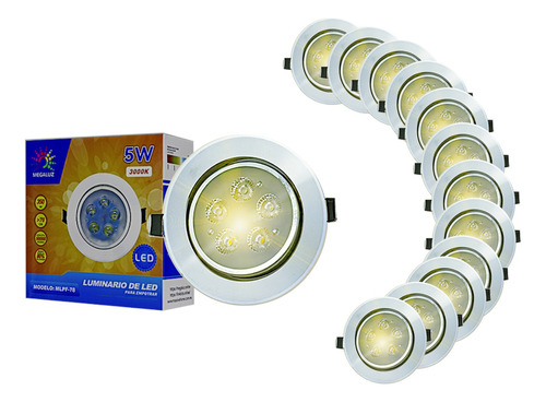 Plafon Led Calido Spot Dirigible Empotrado 5 Watts 12 Piezas