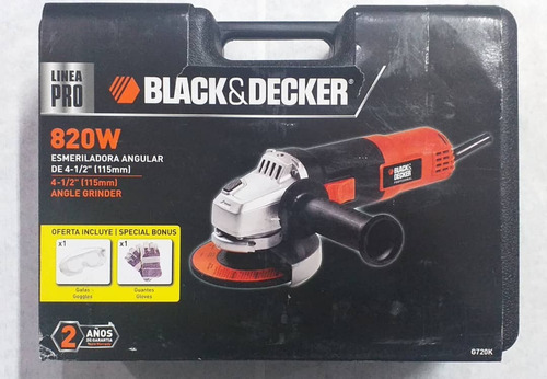 Esmeril Black & Decker 4 1/2 Modelo G720k 820w 11000 Rpm