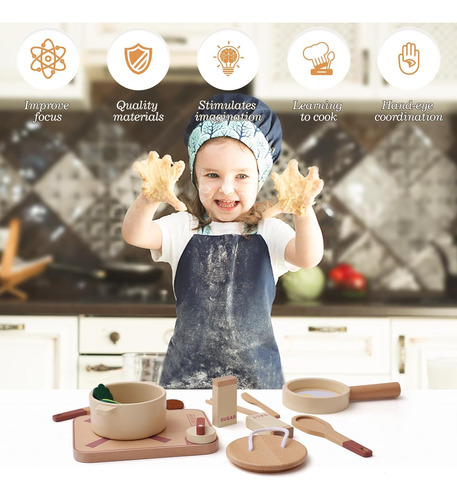 Set De Cocina Para Niños, Accesorios De Cocina De Madera, Ni