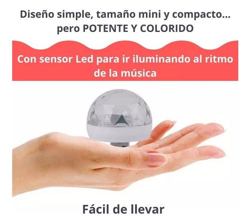 Mini Luz Esfera Mágica Para Fiesta Led Usb C/ Sensor Rítmico