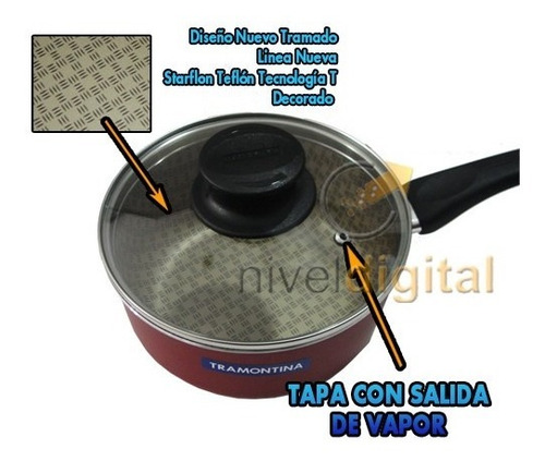 Bateria Cocina Tramontina Paris 7 Pzs Teflon Antiadherente Roja