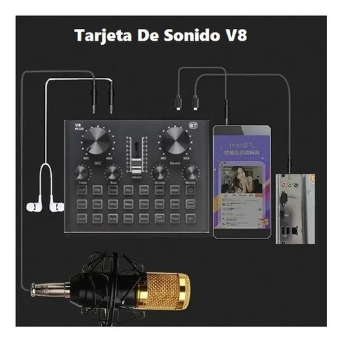 Imagen 4 de 5 de Tarjeta De Sonido Externa Tarjeta De Sonido Usb V8 Audio Usb