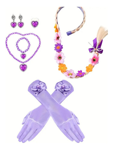 Disfraz De Princesa Rapunzel Con Pascal + Accesorios Rapunzel M
