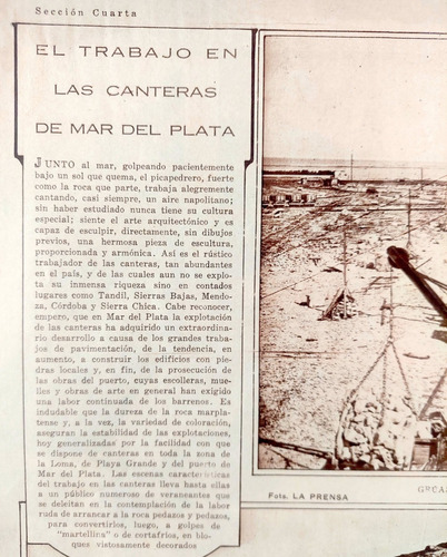 1929 El Trabajo En Las Canteras De Mar Del Plata Piedras