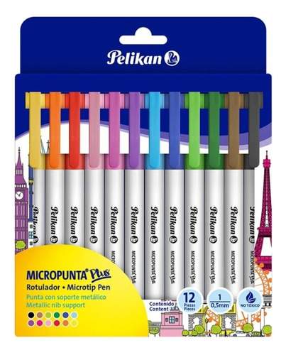 Microfibra Pelikan Micropunta 0.7mm X12 Colores