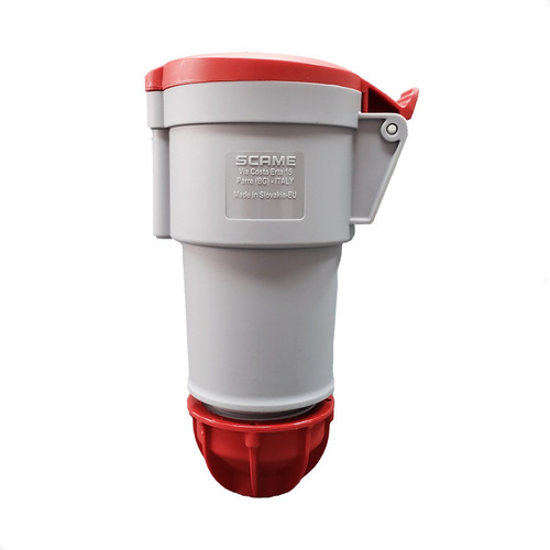 Ficha Industrial Hembra Acople Scame 3p+t 32a 6h Ip44 Rojo
