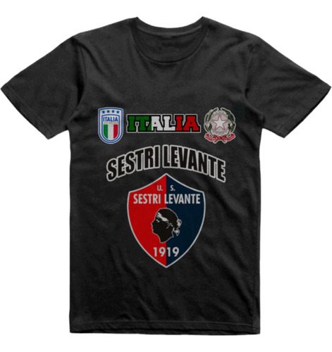 Remera Algodon Negra Us Sestri Levante Italia