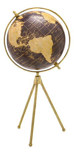 Globo Terrestre Decorativo Base Tripé Gold Base Dourado Globo Bege
