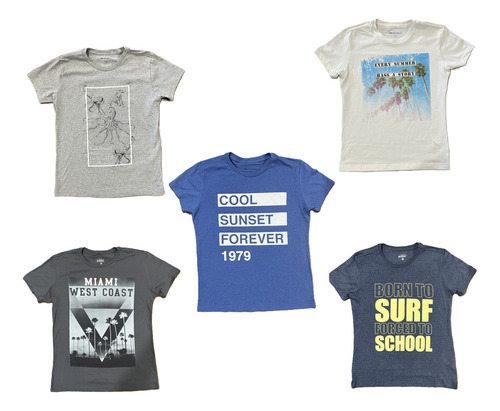 Set 5 Playeras Estampadas Hombre Casual Tallas Xs-xl