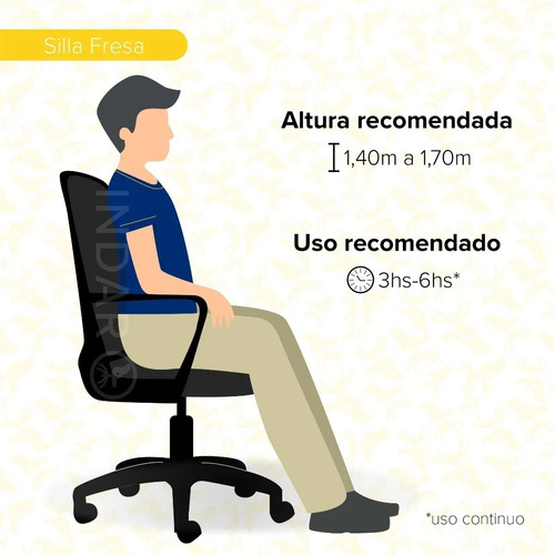 Imagen 7 de 10 de Silla De Oficina Indar Fresa Negra Neumatica Mesh Garantia