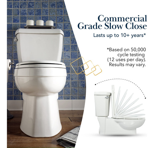 Asiento De Inodoro Bath Royale Alargado Con Funda Br501-02 A