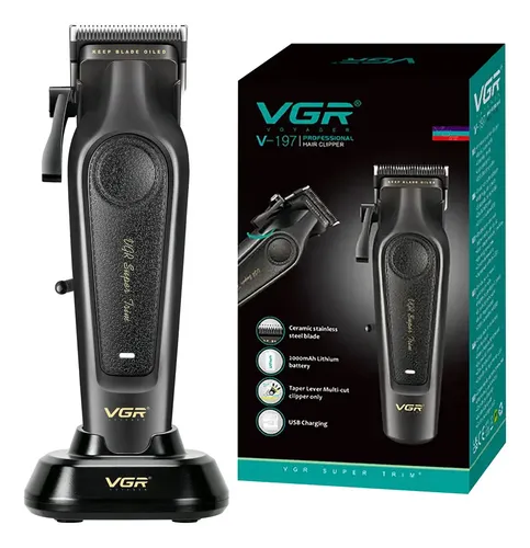 Cortadora De Pelo Vgr V-197 Inalambrica con Base de carga Cuchilla Dlc 7000rpm Negro