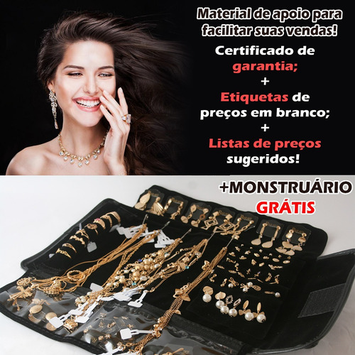 Kit Semi Joias Folheadas Ouro 60 Peças Atacado Para Revenda