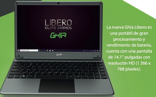Laptop Ghia Libero Elite Intel Ci3-10110u 8gb 256gb 14 Color Gris - Excelente (Reacondicionado)