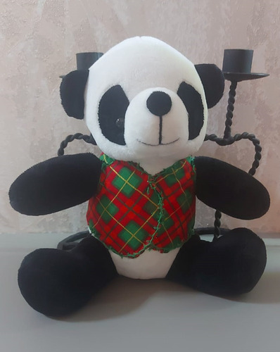 Urso Panda 22cm Pelúcia Pequeno Ursinho Roupa Natal Natalino