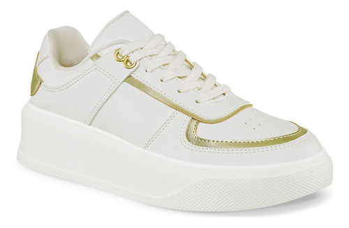 Tenis Sidny Blanco-oro Para Mujer Croydon