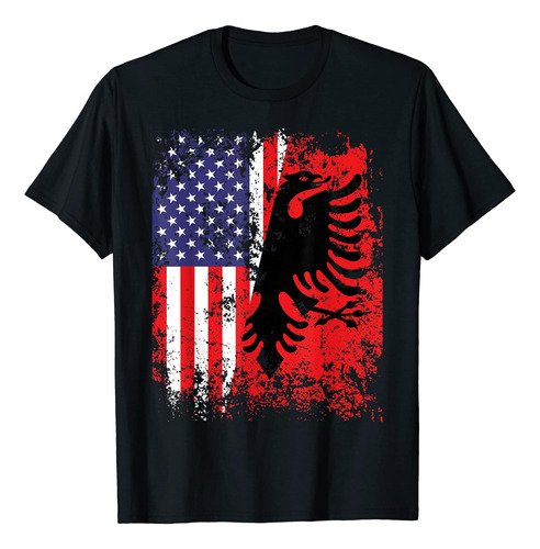 Polera De La Bandera Albanesa Americana Patriótica De Esta