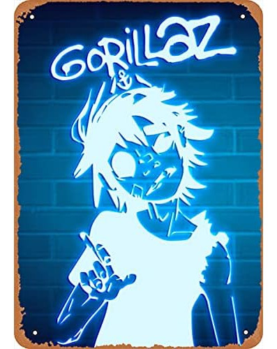 Music Gorillaz Neon 3 Poster Metal Tin Sign 8in X 12in ...