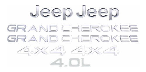 Imagem 1 de 5 de Kit Emblema Adesivo Resinado Gran Cherokee 4x4 4.0l Cromado