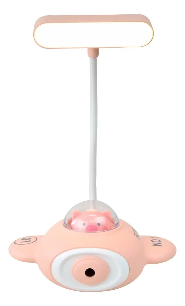 Luminária Mesa LED Amigold Avião Rosa USB Plástico Design Futurista