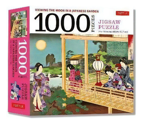Viewing The Moon Japanese Garden- 1000 Piece Jigsaw Puzzle : Finished Size 24 X 18 Inches (61 X 4..., De Toyohara Chikanobu. Editorial Tuttle Publishing En Inglés