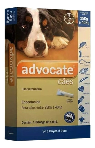 Pipeta antiparasitario para pulga Bayer Advocate para perro de 25kg a 40kg