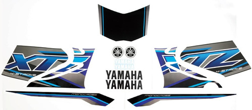 Kit Calcos Completo Yamaha Xtz 125 Azul Y Negra  Mg Bikes