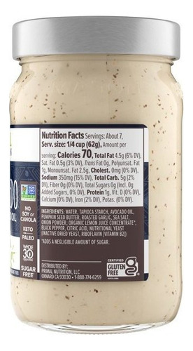 Primal Kitchen Organico Salsa Alfredo Ajo 425grs.