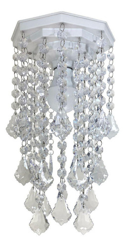 Lustre De Cristal Em Acrílico Branco 32cm - Bivolt