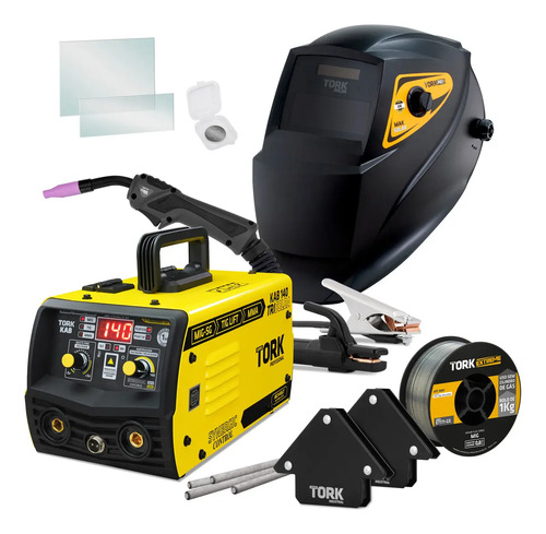 Maquina Solda Mig 140a Sem Gás 3 Em 1 Tig Eletrodo y Mascara Cor Amarelo Preto Frequência 50 Hz 60 Hz