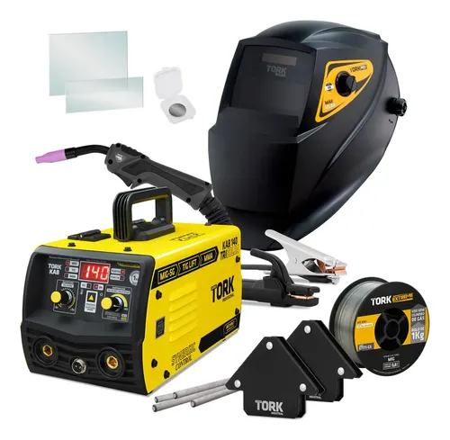 Maquina Solda Mig 140a Sem Gás 3 Em 1 Tig Eletrodo y Mascara Cor Amarelo Preto Frequência 50 Hz 60 Hz