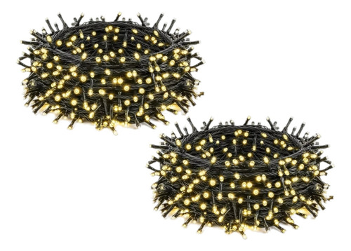 Pack X2 Luces De Navidad Guirnalda 100 Led Luces Amarillas  