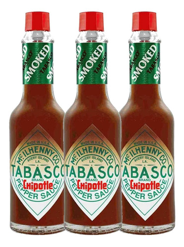 3x Molho Tabasco Chipotle Pepper Sauce 60ml