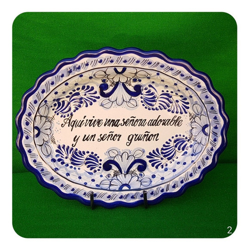 Imagen 3 de 3 de Platón Placa Talavera Poblana C/frase Decorativa Fr 01 Plc