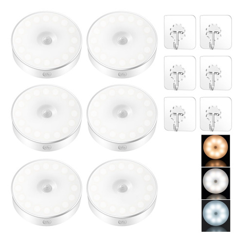 6pcs Luz Led Con Sensor De Movimiento Recargable 400mah Con