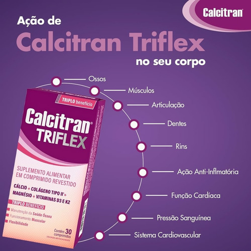 Calcitran Triflex Colágeno Tipo Ii 30 Comprimidos Sem Sabor Sem Sabor