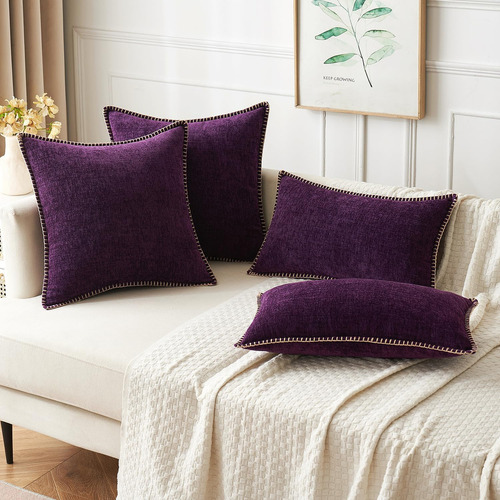2 Piezas Fundas Suaves de Cojines Para Sofás Decorativos 45x45cm Color Violeta Miulee