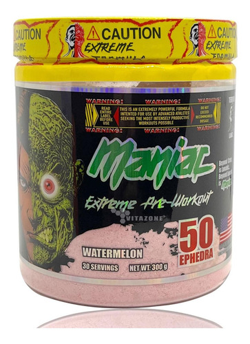 Maniac Extreme Pre Workout Sandía 30 Serv Terror Labz