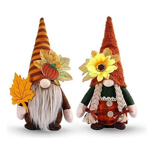 Decoración De Gnomos De Otoño, 2 Gnomos De Peluche Sr...