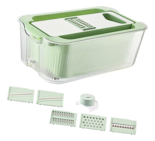 Fatiador Mandoline Para Cozinha Verde Com 6 Lâminas
