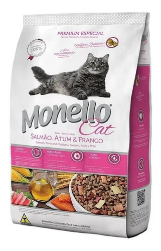 Imagen 1 de 1 de Alimento Monello Premium Especial para gato adulto sabor salmón, atún y pollo en bolsa de 7kg